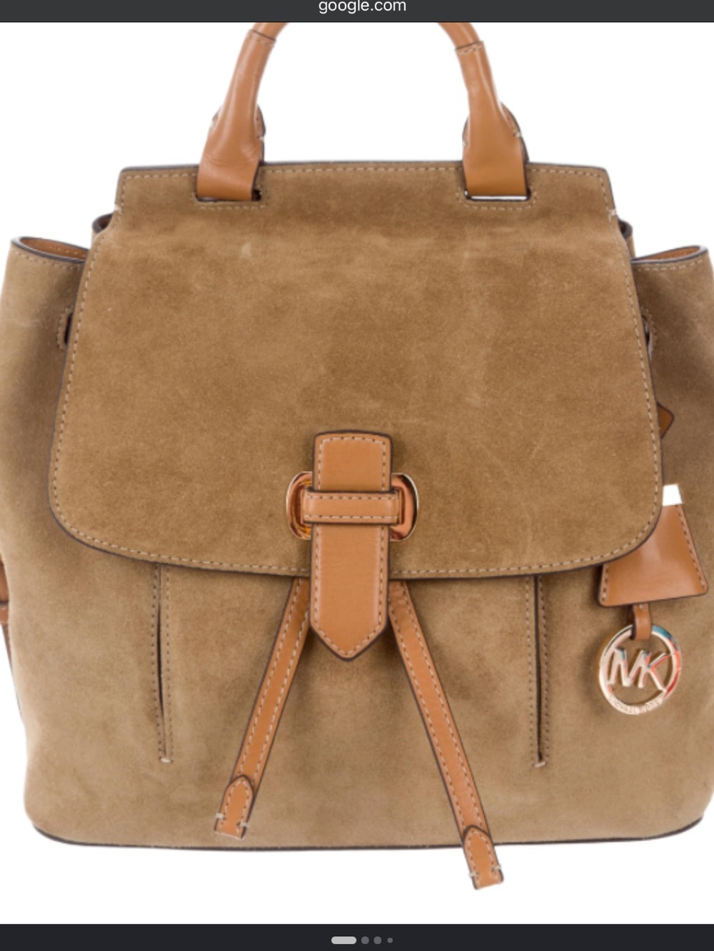 EUC Michael Kors ROMY TAN Suede Backpack with Tan Leather Trim